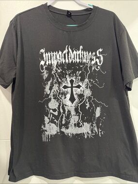 ROMWE Black Short Sleeve Graphic Cross Tee